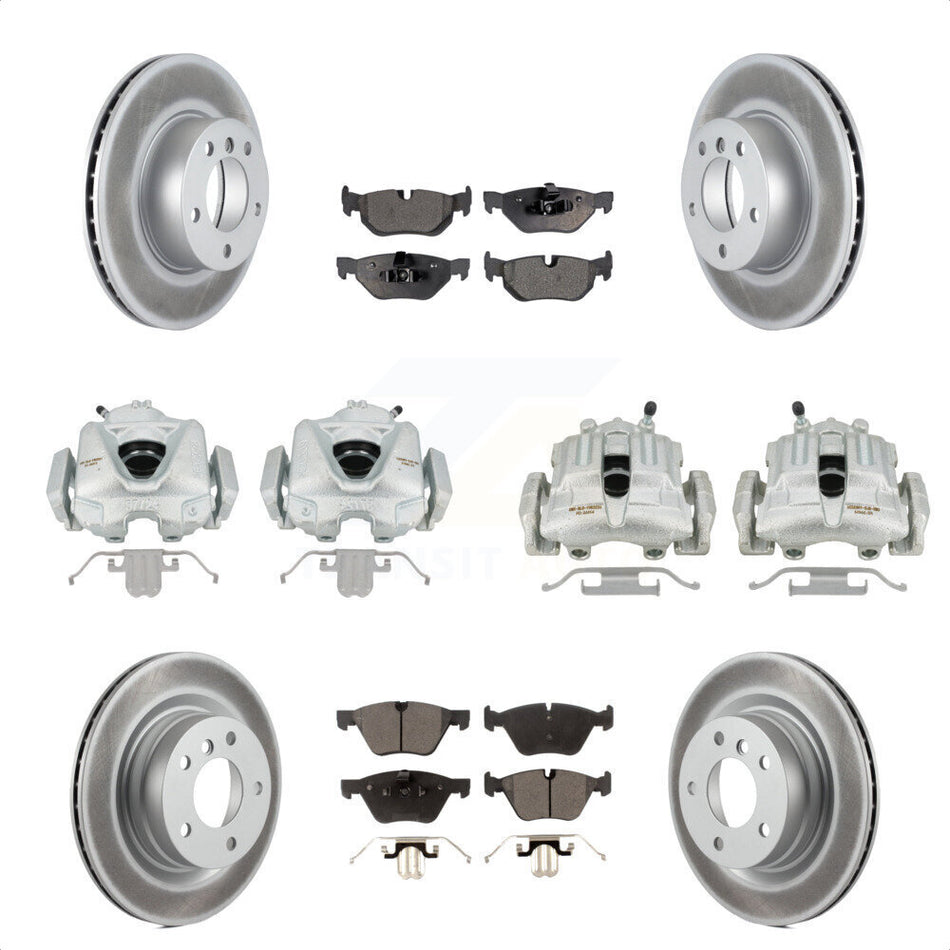 Front Rear Disc Brake Caliper Coated Rotors And Semi-Metallic Pads Kit (10Pc) For BMW 328i 323i KCG-101033P by Transit Auto