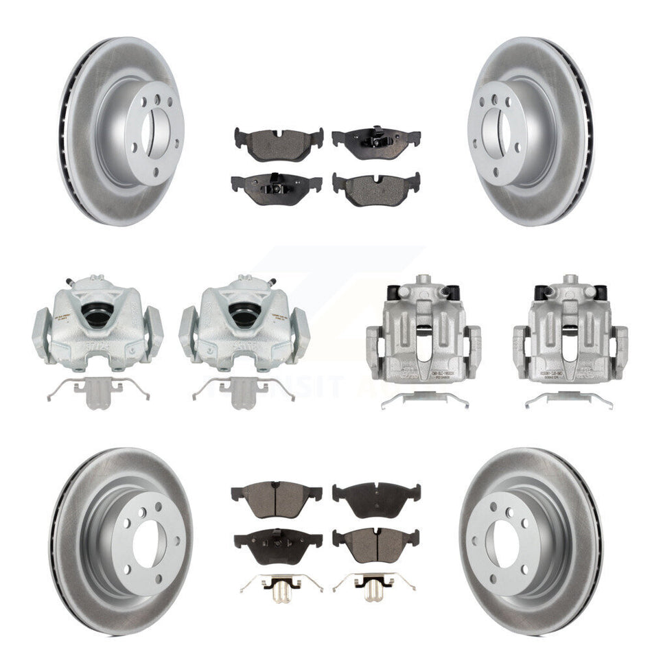 Front Rear Disc Brake Caliper Coated Rotors And Semi-Metallic Pads Kit (10Pc) For BMW 328i 323i KCG-101033P
