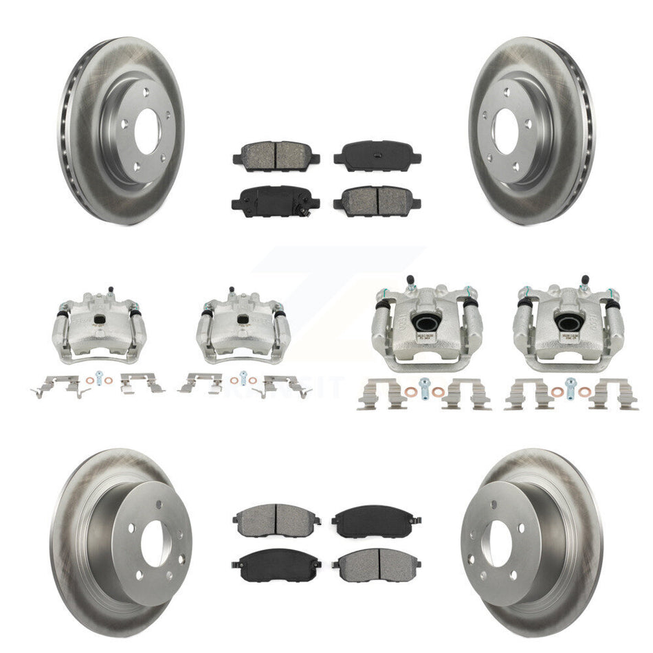 Front Rear Disc Brake Caliper Coat Rotors Semi-Metallic Pad Kit (10Pc) For Nissan Sentra KCG-101033S