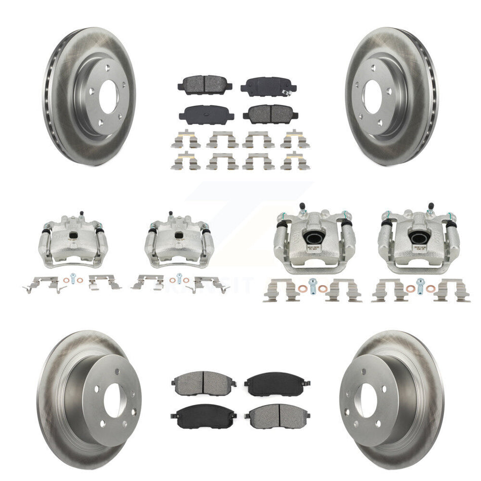 Front Rear Disc Brake Caliper Coat Rotors Semi-Metallic Pad Kit (10Pc) For Nissan Sentra KCG-101033S