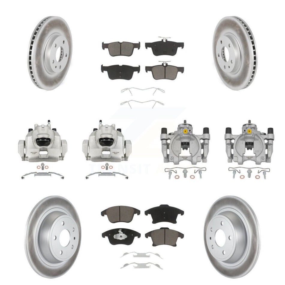 Front Rear Brake Caliper Coat Rotor & Ceramic Pad Kit (10Pc) For Ford Fusion Lincoln MKZ KCG-101034C