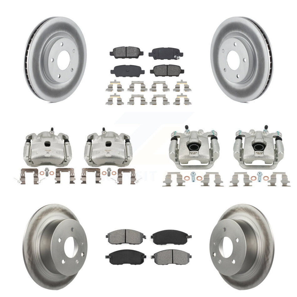 Front Rear Disc Brake Caliper Coat Rotors Semi-Metallic Pad Kit (10Pc) For Nissan Sentra KCG-101034S