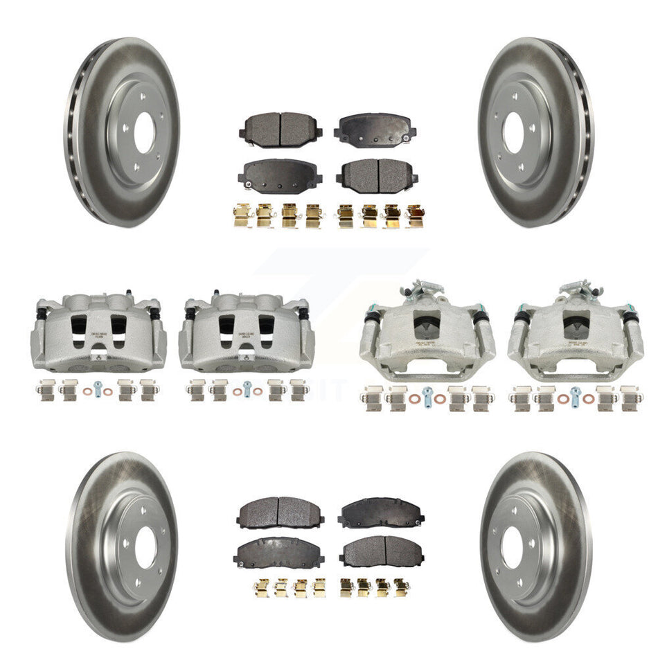 Front Rear Disc Brake Caliper Coated Rotors And Ceramic Pads Kit (10Pc) For Dodge Grand Caravan KCG-101034T
