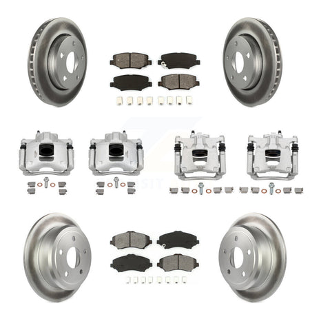 Front Rear Disc Brake Caliper Coat Rotors Semi-Metallic Pad Kit (10Pc) For Jeep Wrangler KCG-101035S