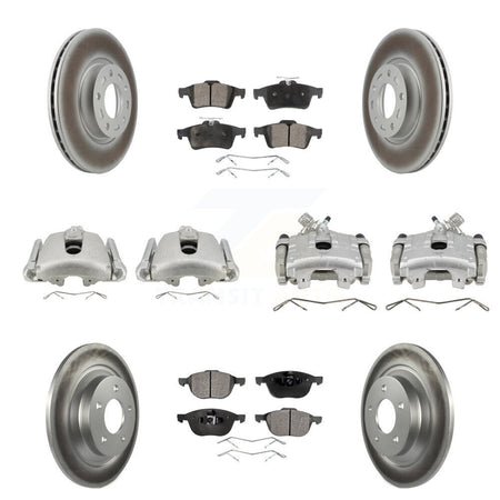 Front Rear Disc Brake Caliper Coated Rotors And Ceramic Pads Kit (10Pc) For Mazda 5 KCG-101035T