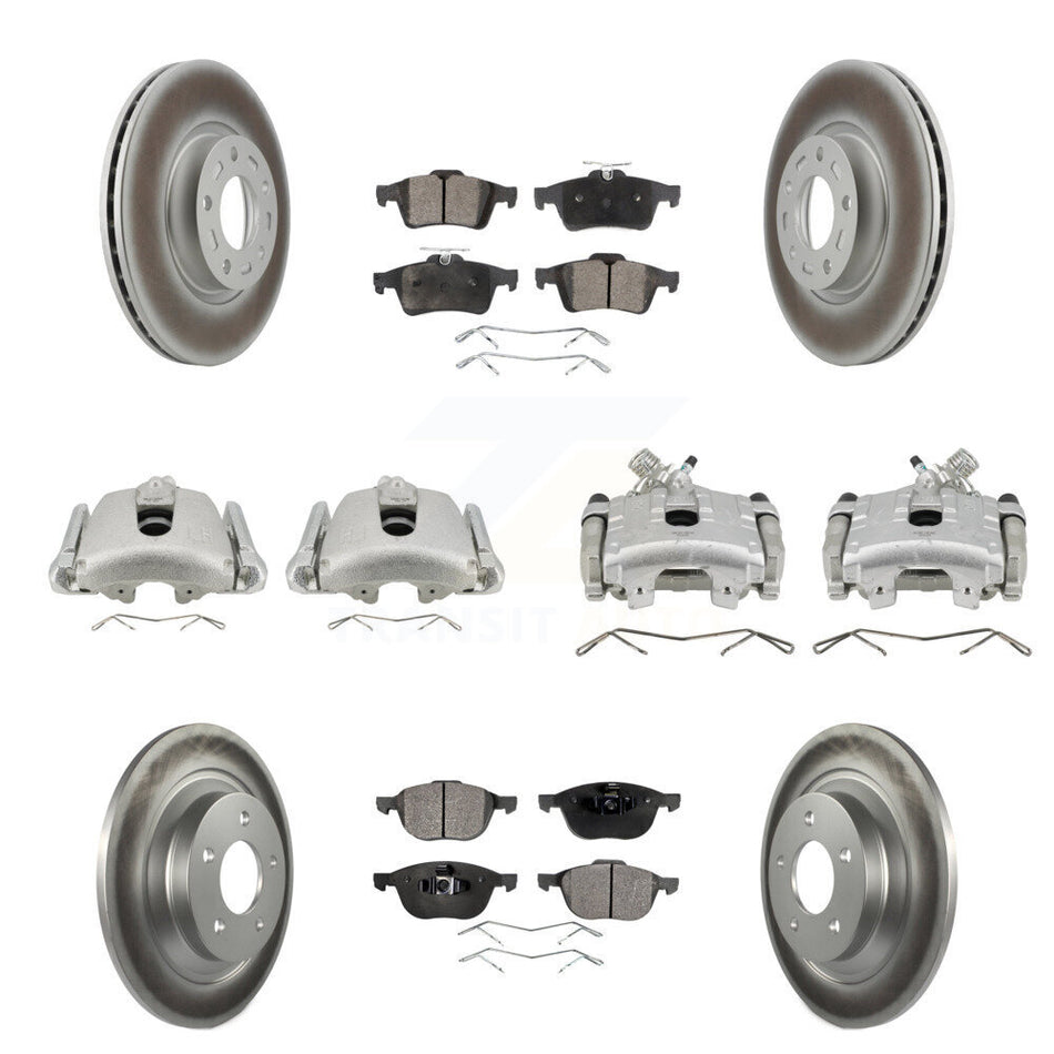 Front Rear Disc Brake Caliper Coated Rotors And Ceramic Pads Kit (10Pc) For Mazda 5 KCG-101035T