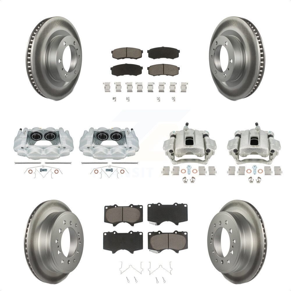 Front Rear Disc Brake Caliper Coated Rotors And Ceramic Pads Kit (10Pc) For Toyota 4Runner Lexus GX460 KCG-101036C by Transit Auto