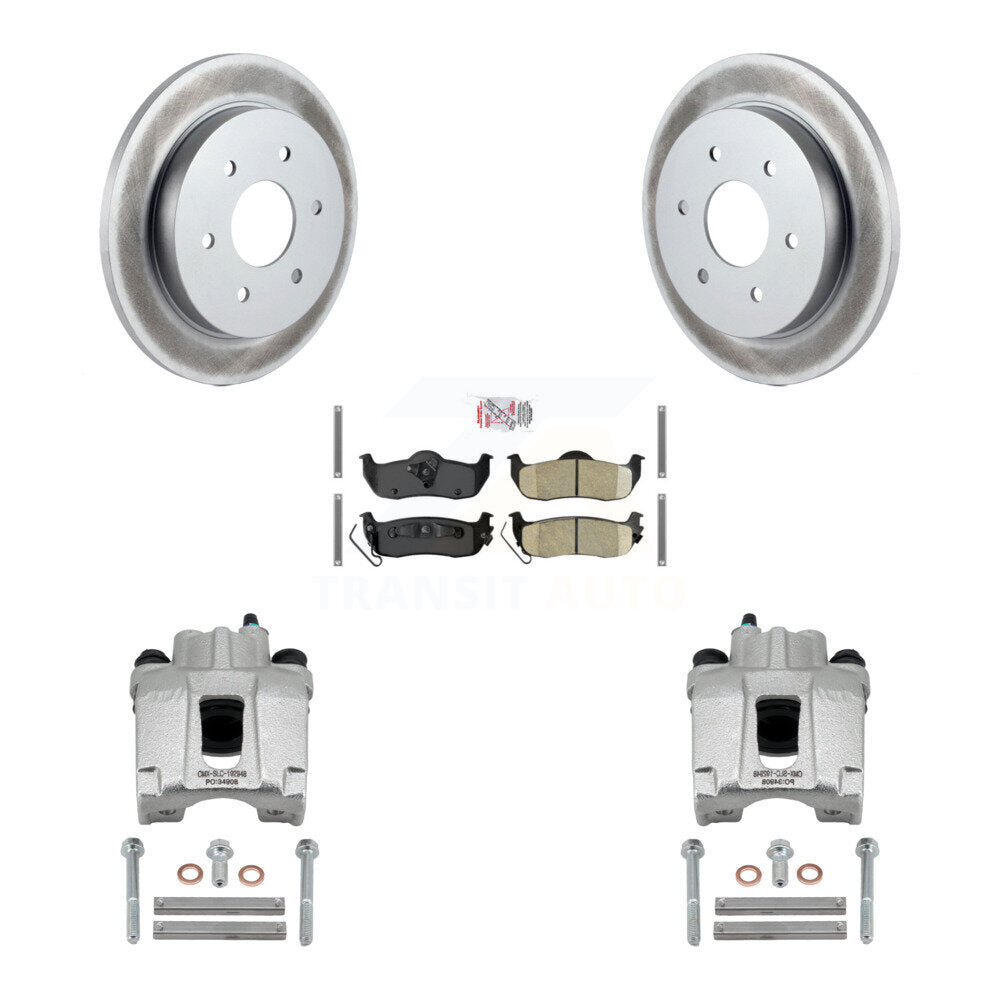 Rear Disc Brake Caliper Coat Rotor Ceramic Pad Kit For Nissan TITAN Armada INFINITI QX56 KCG-101036N