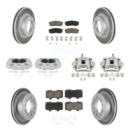 Front Rear Disc Brake Caliper Coated Rotors And Ceramic Pads Kit (10Pc) For 2003-2009 Lexus GX470 KCG-101037C by Transit Auto