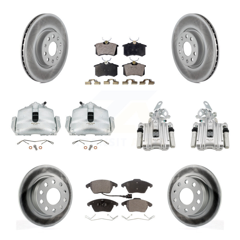 Front Rear Brake Caliper Coat Rotor & Semi-Metallic Pad Kit (10Pc) For Volkswagen Beetle KCG-101037P
