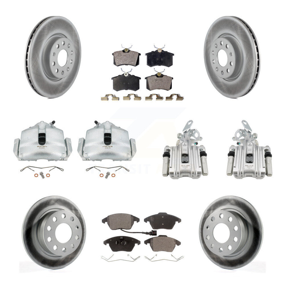 Front Rear Brake Caliper Coat Rotor & Semi-Metallic Pad Kit (10Pc) For Volkswagen Beetle KCG-101037P