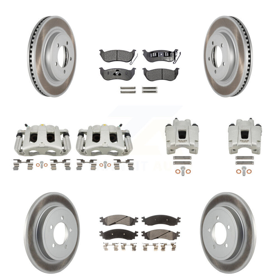 Front Rear Brake Caliper Coat Rotors Ceramic Pad Kit (10Pc) For Ford Explorer Sport Trac KCG-101037T