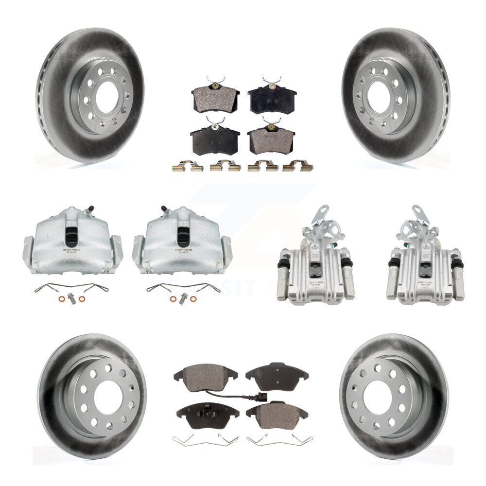 Front Rear Brake Caliper Coat Rotor & Semi-Metallic Pad Kit (10Pc) For Volkswagen Beetle KCG-101038P