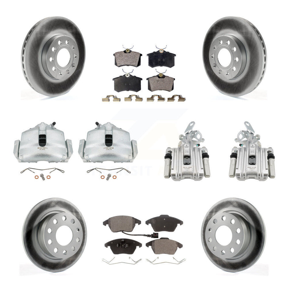 Front Rear Brake Caliper Coat Rotor & Semi-Metallic Pad Kit (10Pc) For Volkswagen Beetle KCG-101038P
