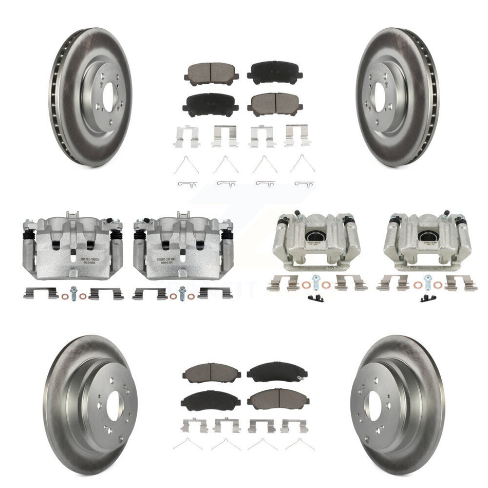 Front Rear Disc Brake Caliper Coated Rotors And Ceramic Pad Kit (10Pc) For Acura MDX ZDX KCG-101039C