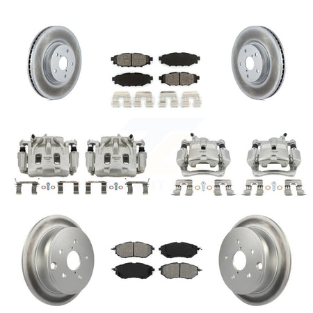 Front Rear Disc Brake Caliper Coat Rotor And Semi-Metallic Pad Kit (10Pc) For Subaru WRX KCG-101039S