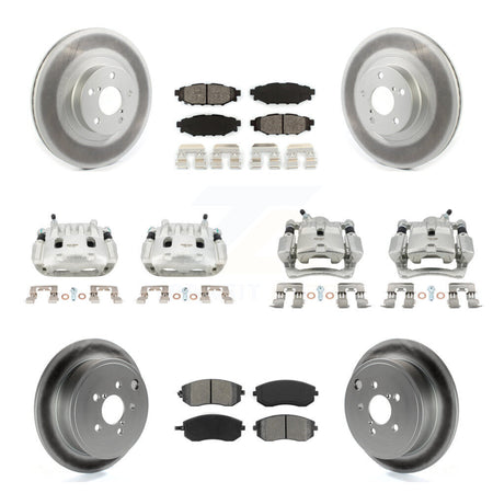 Front Rear Brake Caliper Coat Rotors Semi-Metallic Pad Kit (10Pc) For Subaru Impreza WRX KCG-101040S