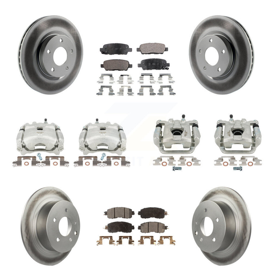 Front Rear Disc Brake Caliper Coated Rotors And Ceramic Pads Kit (10Pc) For Nissan Altima KCG-101040T
