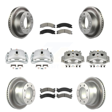 Front Rear Brake Caliper Coat Rotor & Semi-Metallic Pad Kit (10Pc) For Chevrolet Express KCG-101041S