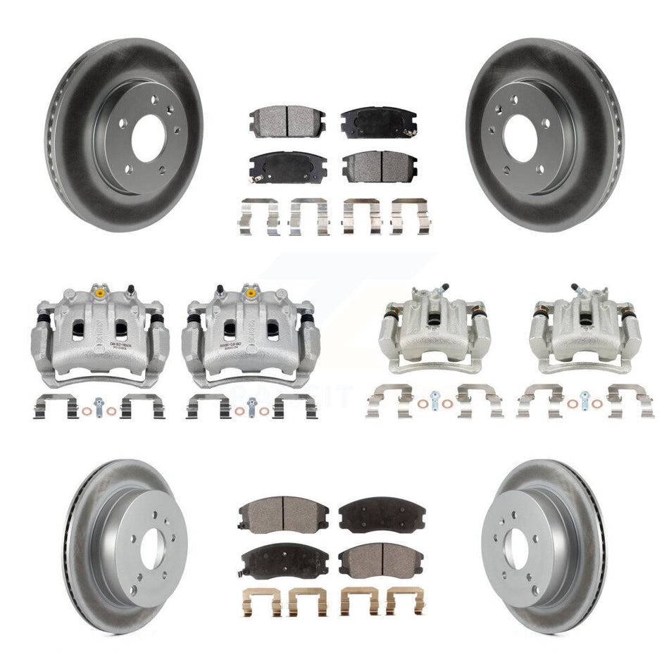 Front Rear Brake Caliper Coat Rotor Ceramic Pad Kit (10Pc) For Chevrolet Equinox Pontiac KCG-101041T