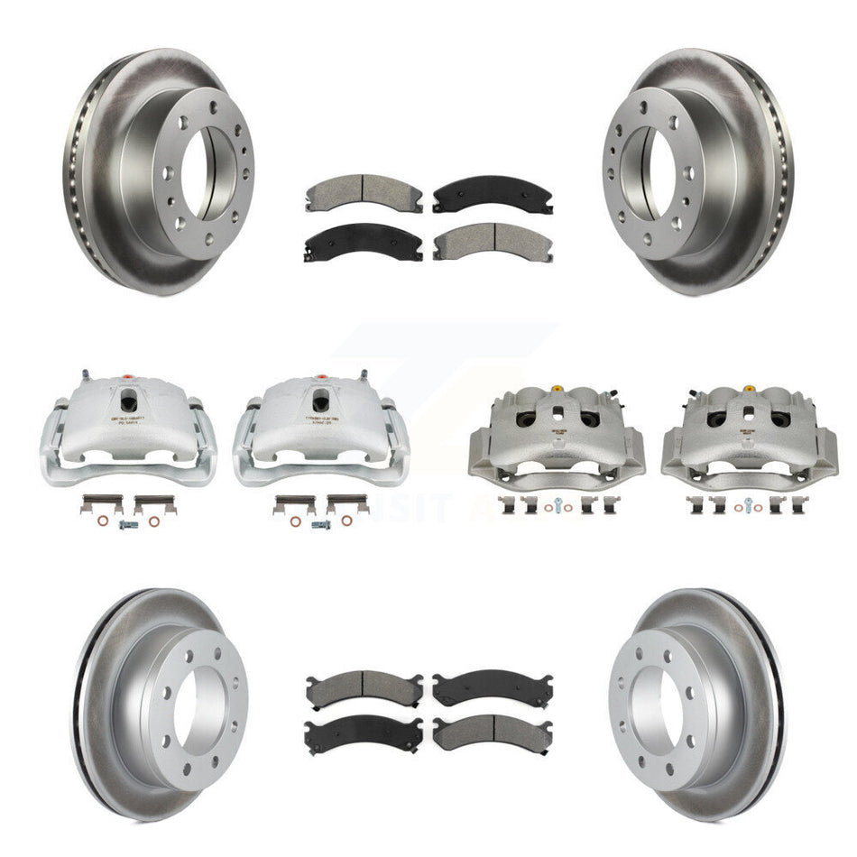 Front Rear Disc Brake Caliper Coated Rotors And Semi-Metallic Pads Kit (10Pc) For KCG-101042S