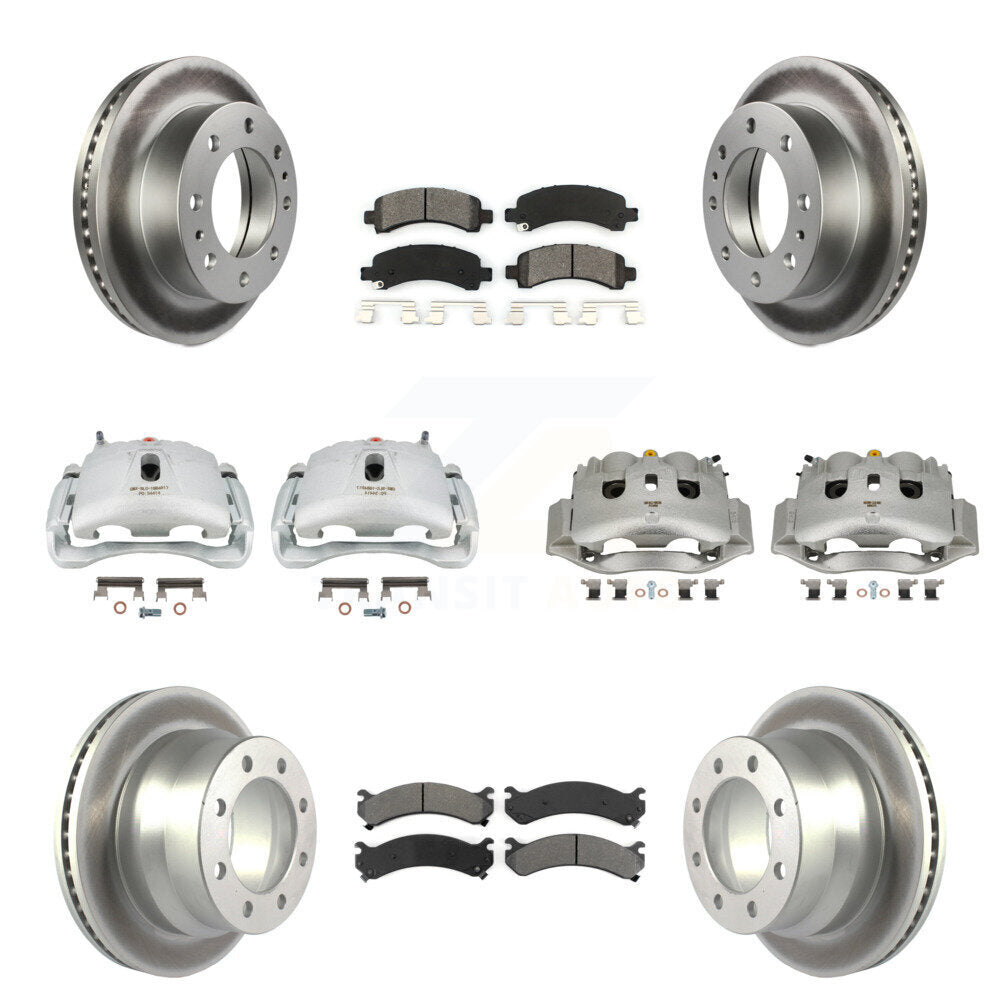 Front Rear Disc Brake Caliper Coated Rotors And Semi-Metallic Pads Kit (10Pc) For KCG-101043S