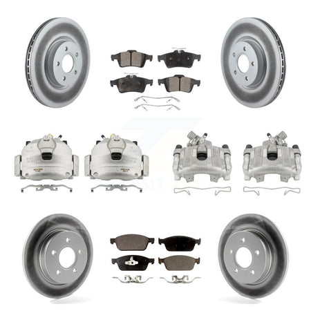 Front Rear Brake Caliper Coat Rotor & Ceramic Pad Kit (10Pc) For 2013-2018 Ford Focus ST KCG-101043T