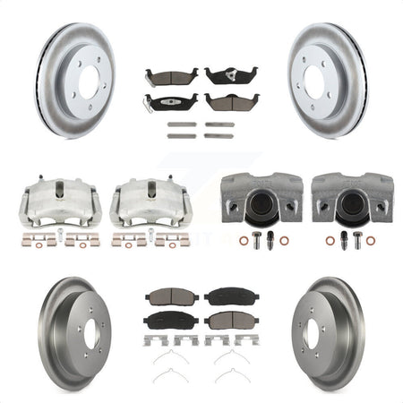 Front Rear Disc Brake Caliper Coated Rotors And Ceramic Pads Kit (10Pc) For 2004 Ford F-150 4WD With 5 Lug Wheels 11th Digit Of Vin Is C KCG-101044C by Transit Auto