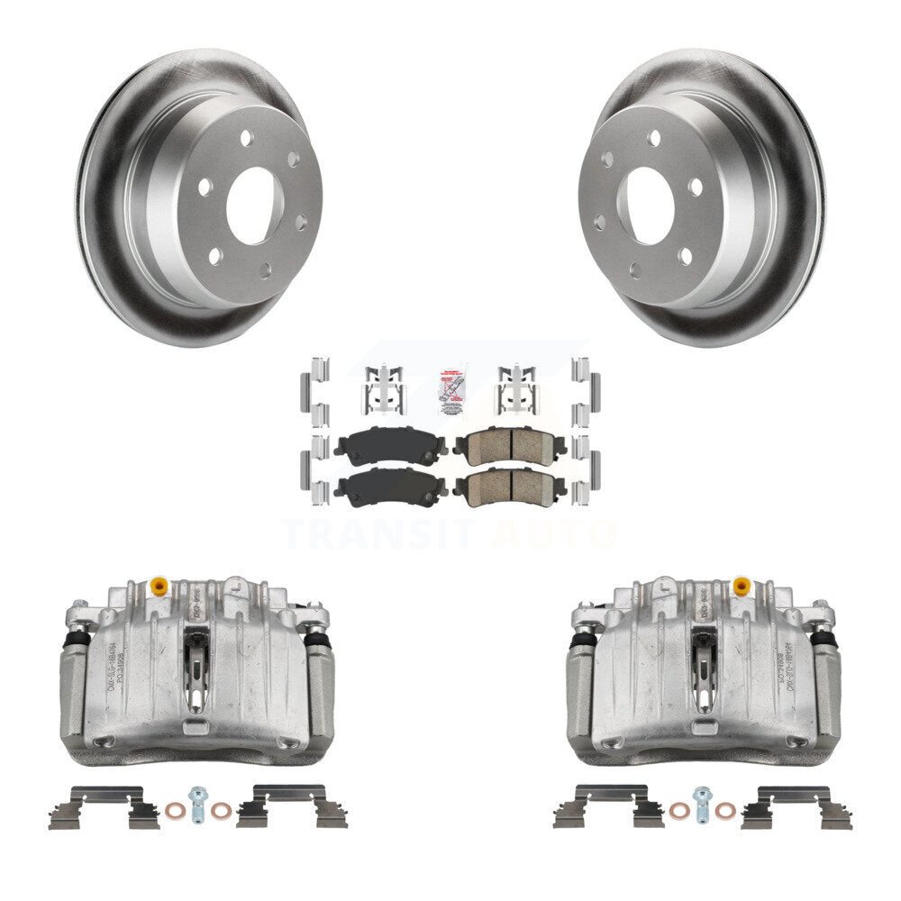 Rear Brake Caliper Coat Rotor & Ceramic Pad Kit For Chevrolet Silverado 1500 Classic GMC KCG-101044N