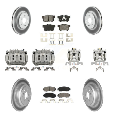 Front Rear Brake Caliper Coat Rotor Semi-Metallic Pad Kit (10Pc) For Honda Crosstour FWD KCG-101044S