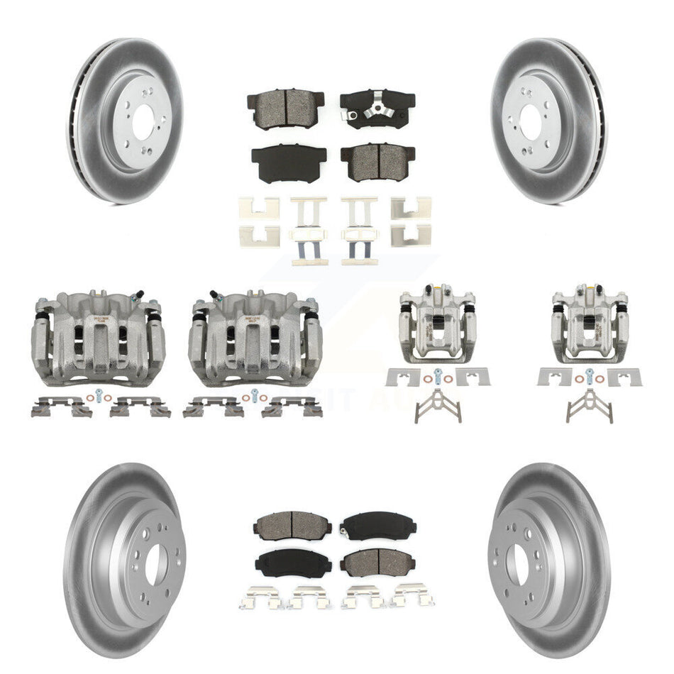 Front Rear Brake Caliper Coat Rotor Semi-Metallic Pad Kit (10Pc) For Honda Crosstour FWD KCG-101044S