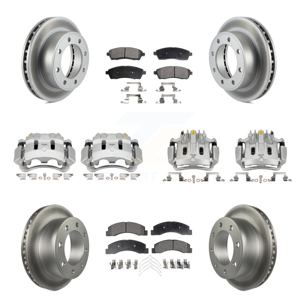Front Rear Brake Caliper Coat Rotor Ceramic Pad Kit (10Pc) For Ford F-250 Super Duty 4WD KCG-101044T