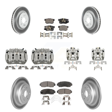 Front Rear Brake Caliper Coat Rotor And Semi-Metallic Pad Kit (10Pc) For Honda Crosstour KCG-101045P