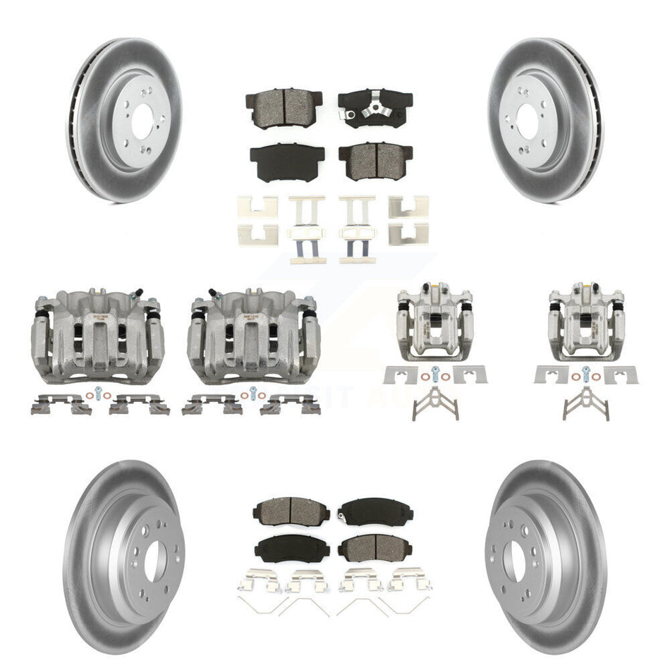 Front Rear Brake Caliper Coat Rotor And Semi-Metallic Pad Kit (10Pc) For Honda Crosstour KCG-101045S