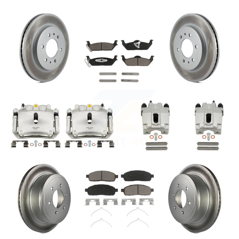 Front Rear Disc Brake Caliper Coated Rotors And Ceramic Pads Kit (10Pc) For Ford F-150 KCG-101046C
