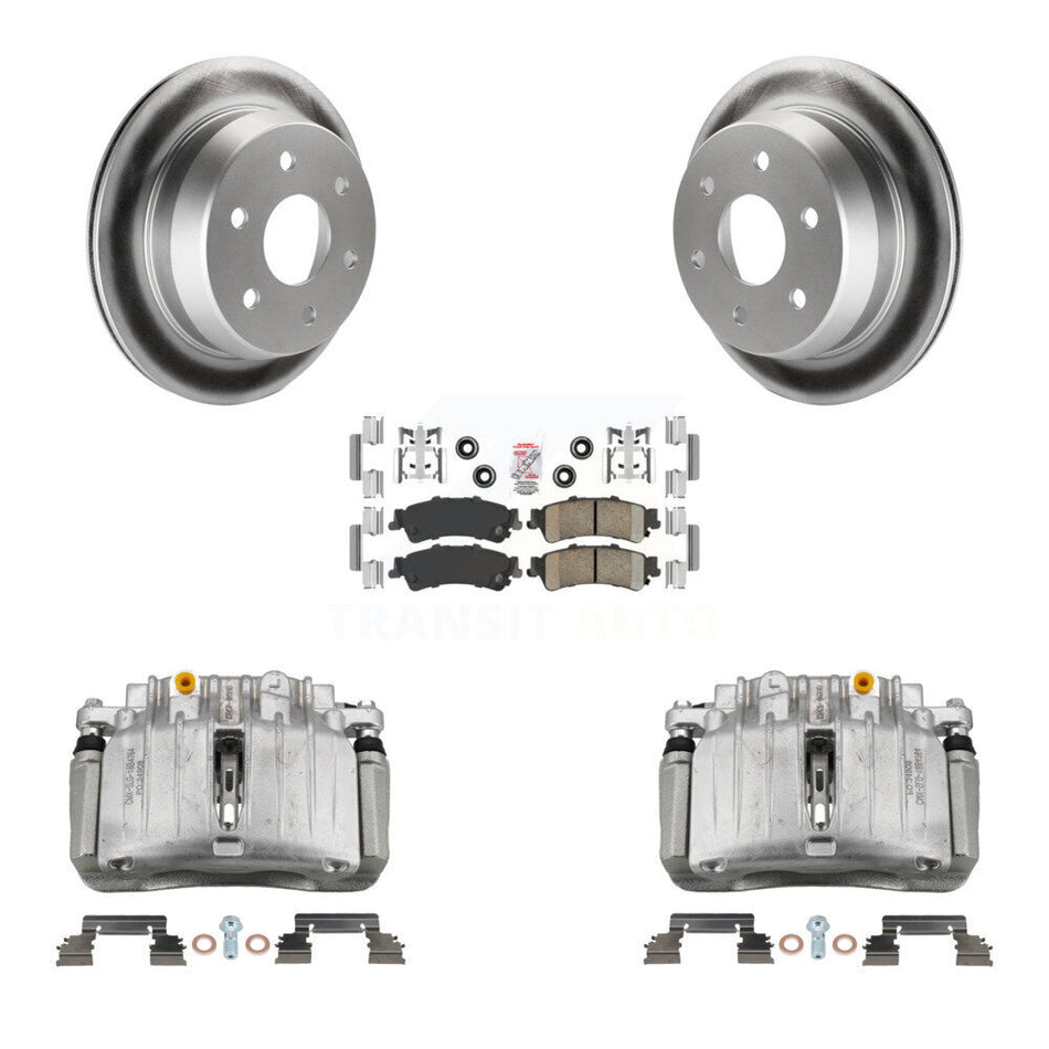 Rear Brake Caliper Coat Rotor & Ceramic Pad Kit For Chevrolet Silverado 1500 Classic GMC KCG-101046N