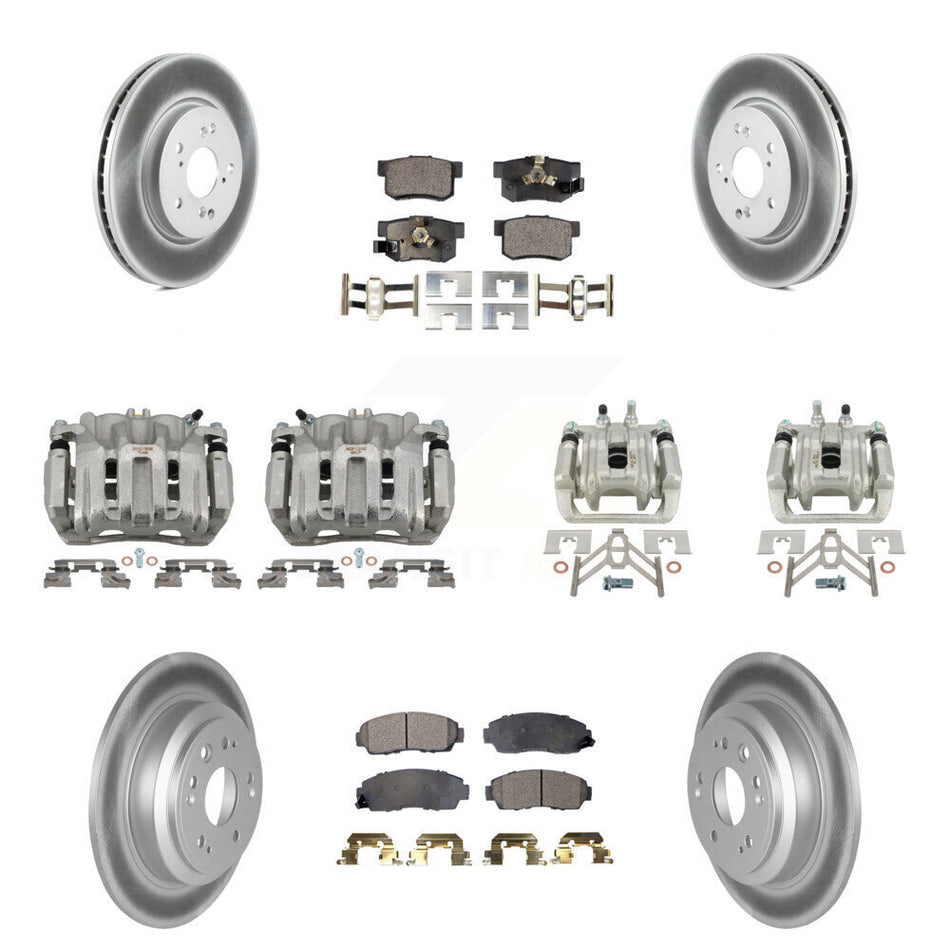 Front Rear Disc Brake Caliper Coated Rotors And Semi-Metallic Pads Kit (10Pc) For KCG-101046P