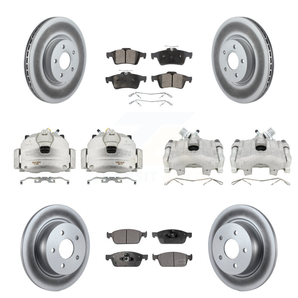 Front Rear Disc Brake Caliper Coated Rotors And Ceramic Pads Kit (10Pc) For Ford Escape KCG-101046T