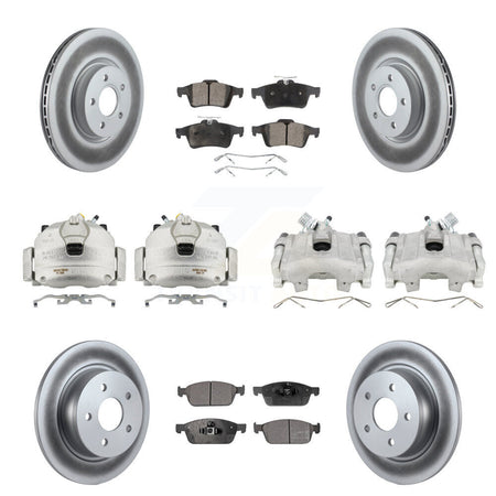 Front Rear Disc Brake Caliper Coated Rotors And Ceramic Pads Kit (10Pc) For Ford Escape KCG-101046T