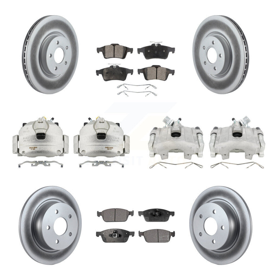 Front Rear Disc Brake Caliper Coated Rotors And Ceramic Pads Kit (10Pc) For Ford Escape KCG-101046T