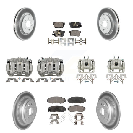 Front Rear Disc Brake Caliper Coated Rotors And Semi-Metallic Pads Kit (10Pc) For KCG-101047P