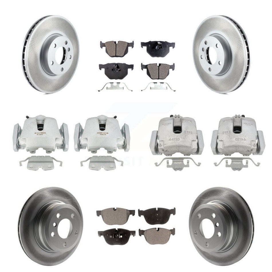 Front Rear Disc Brake Caliper Coated Rotors And Semi-Metallic Pads Kit (10Pc) For BMW X5 X6 KCG-101048P