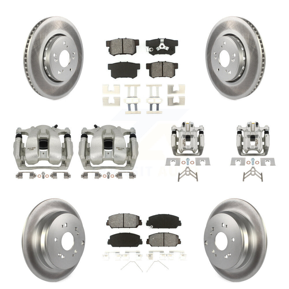 Front Rear Brake Caliper Coat Rotor Semi-Metallic Pad Kit (10Pc) For 2016-2018 Acura RDX KCG-101048S