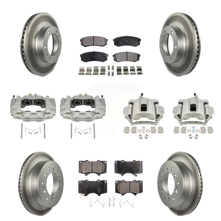 Front Rear Brake Caliper Coat Rotor & Semi-Metallic Pad Kit (10Pc) For Toyota FJ Cruiser KCG-101049P