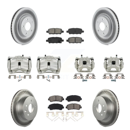 Front Rear Brake Caliper Coat Rotor Semi-Metallic Pad Kit (10Pc) For Nissan Rogue Select KCG-101049S
