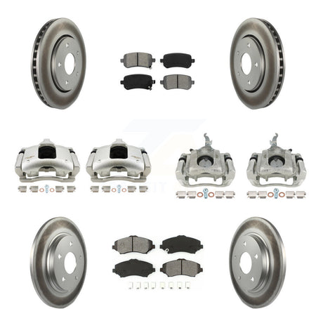 Front Rear Brake Caliper Coat Rotor Semi-Metallic Pad Kit (10Pc) For 09-11 Dodge Journey KCG-101050S