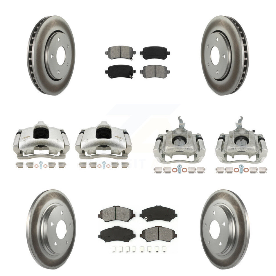 Front Rear Brake Caliper Coat Rotor Semi-Metallic Pad Kit (10Pc) For 09-11 Dodge Journey KCG-101050S