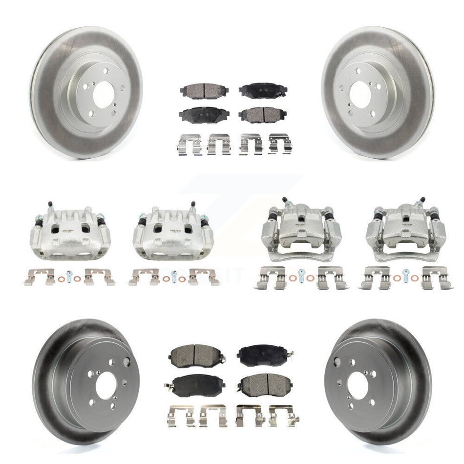 Front Rear Disc Brake Caliper Coat Rotor Semi-Metallic Pad Kit (10Pc) For Subaru Impreza KCG-101051P