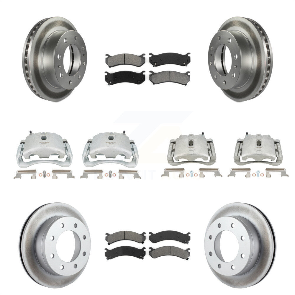 Front Rear Disc Brake Caliper Coated Rotors And Semi-Metallic Pads Kit (10Pc) For Chevrolet Silverado 2500 HD GMC Sierra Hummer H2 1500 Suburban Yukon XL Avalanche Classic KCG-101052S by Transit Auto