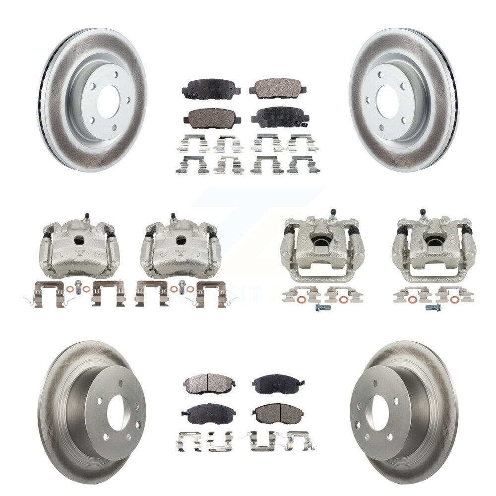 Front Rear Disc Brake Caliper Coated Rotors And Ceramic Pad Kit (10Pc) For Nissan Altima KCG-101052T